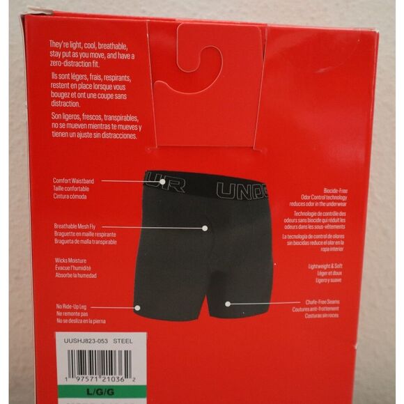Under Armour UUSHJ823-053 Men's Sz L Multi Tech 6" Boxerjock Briefs, 3-Pack - Picture 2 of 5
